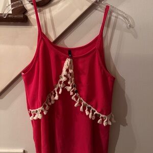 Stylish Red Tank Top with Tassel Details